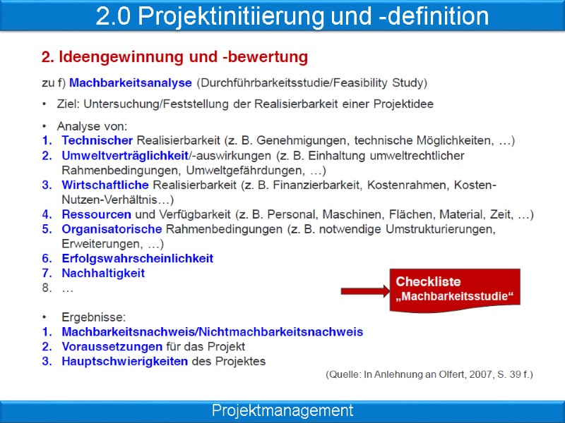 2.0 Projektinitiierung und -definition Projektmanagement